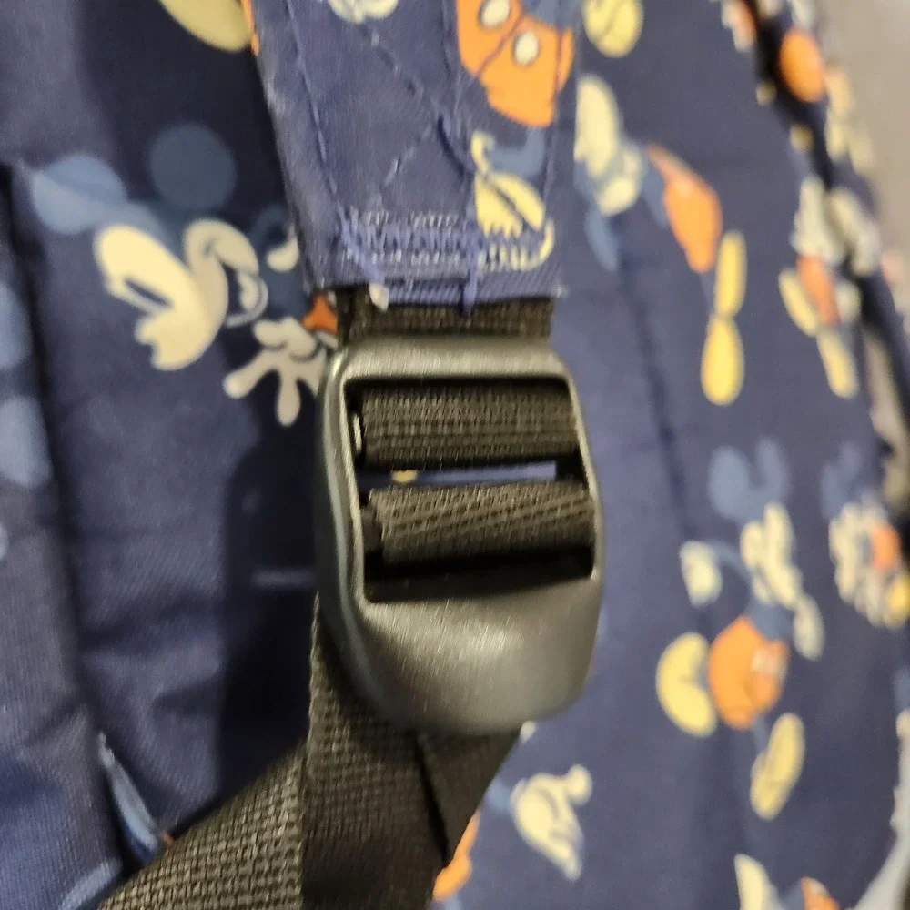 Disney Mickey Mouse Navy Blue All Over Print Polyester Backpack Front Zip Pocket